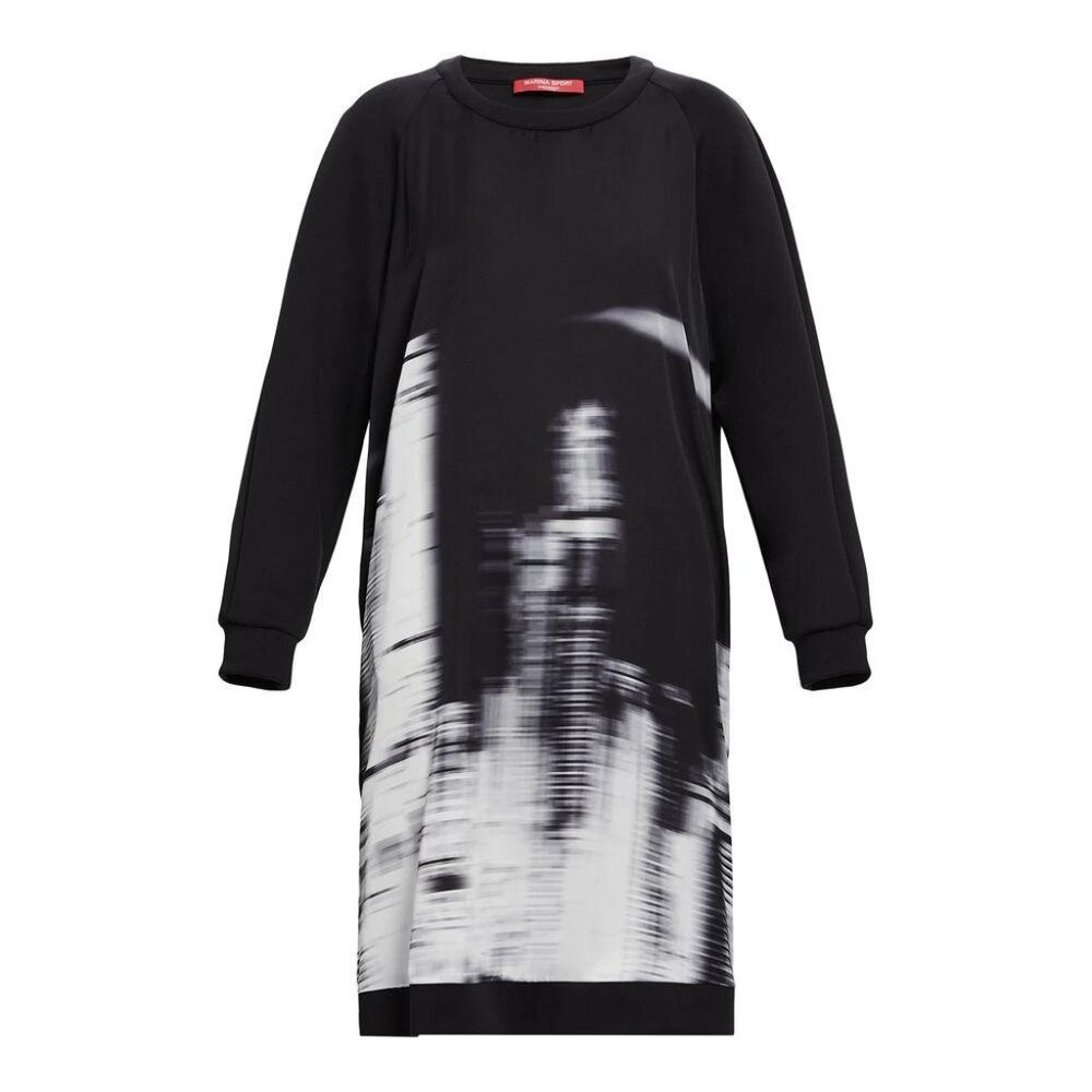 NEW MARINA RINALDI SPORT Jersey Dress Occitano Black White Size M